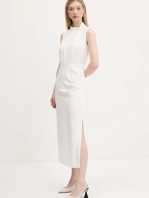 HUGO sukienka kolor beżowy maxi prosta 50542318 - zdjęcie produktu nr 2