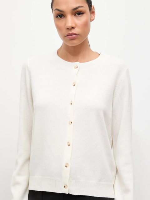 Answear.LAB kardigan z wełny merino z apaszką damski kolor beżowy lekki