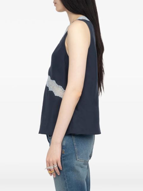 Zadig&Voltaire Tasao lace-trim top - Blue
