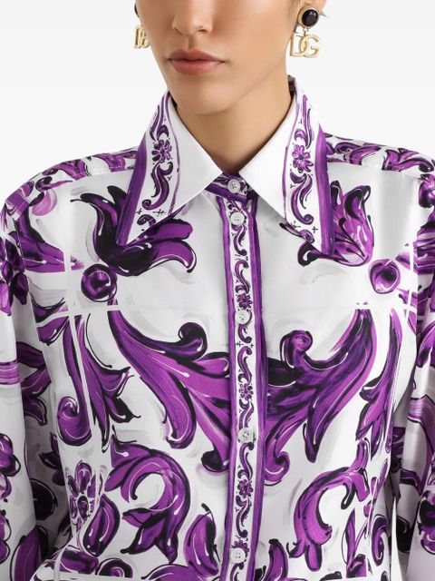 Dolce & Gabbana Majolica-print silk shirt - Purple
