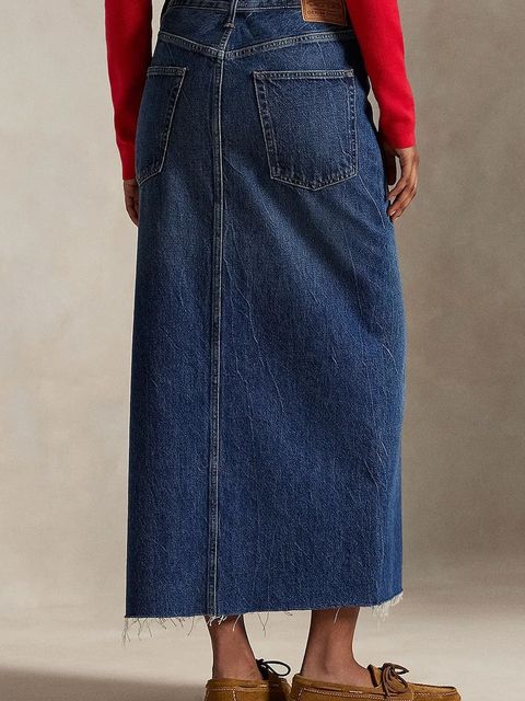 Polo Ralph Lauren spódnica jeansowa kolor granatowy midi prosta 211A95501 - zdjęcie produktu nr 2