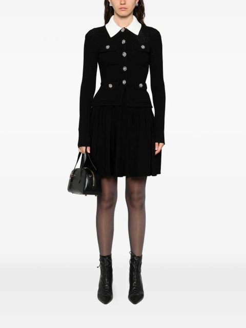 Self-Portrait embellished collared mini dress - Black