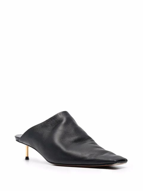 Nanushka elongated square toe 50mm mules - Black - zdjęcie produktu nr 2