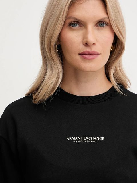 Armani Exchange bluza bawełniana damska kolor czarny z nadrukiem XW001451 AF10830 - zdjęcie produktu nr 2