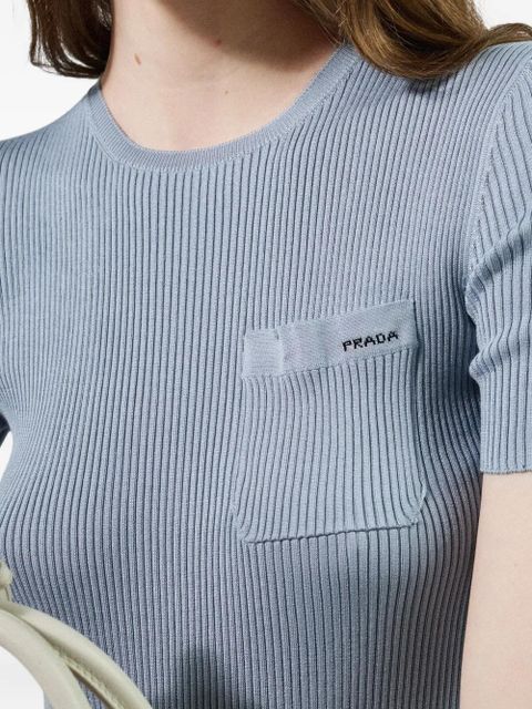 Prada silk crew-neck top - Blue - zdjęcie produktu nr 2