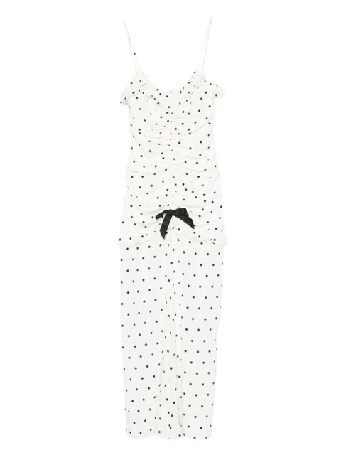 Alessandra Rich polka dot-print ruched dress - White - zdjęcie produktu nr 1