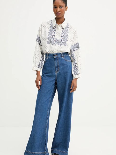 Weekend Max Mara koszula bawełniana ADDA damska kolor beżowy relaxed z kołnierzykiem klasycznym 2525116021600 - zdjęcie produktu nr 2