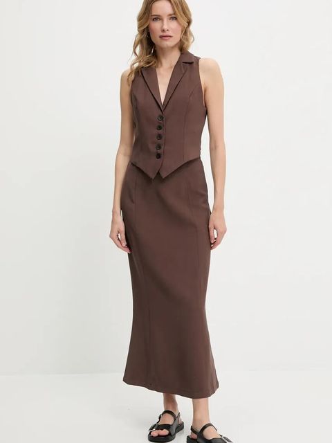 Answear.LAB kamizelka i spódnica damski kolor brązowy - zdjęcie produktu nr 1