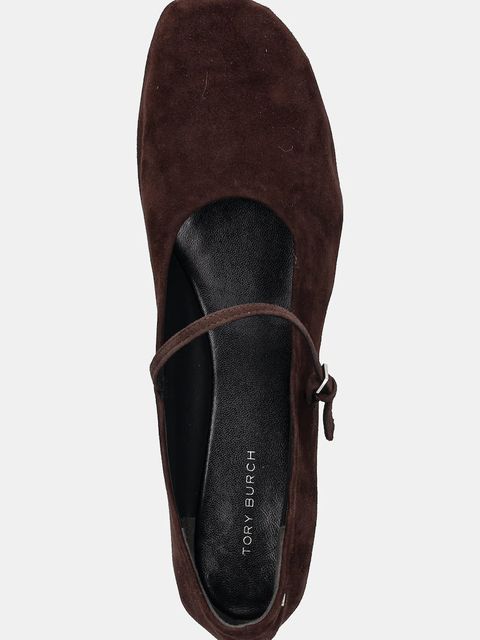 Tory Burch baleriny zamszowe Mary Jane Ballet kolor brązowy 166106.200