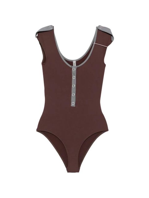 Gimaguas Petra button contrast-trim swimsuit - Brown - zdjęcie produktu nr 1