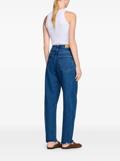 SANDRO rhinestone barrel trousers - Blue