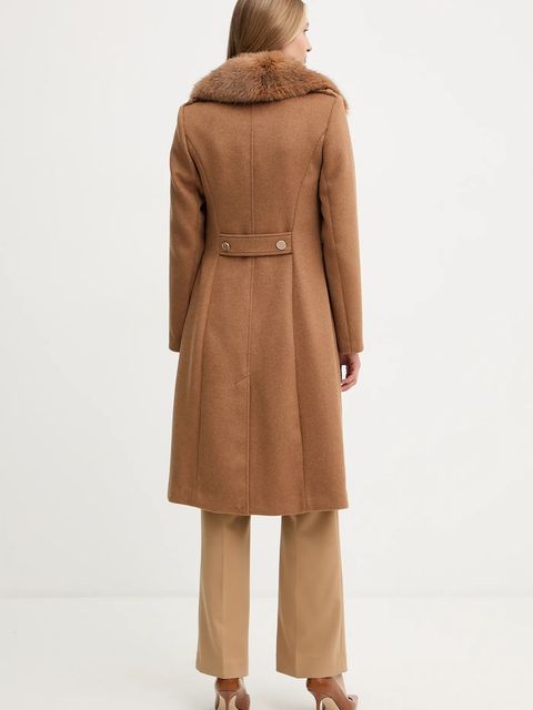 Guess płaszcz z dodatkiem wełny KAROLE kolor brązowy W5BL19 W2642