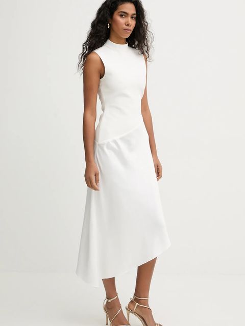 Herve Leger sukienka Esme kolor beżowy midi rozkloszowana DWS8549892