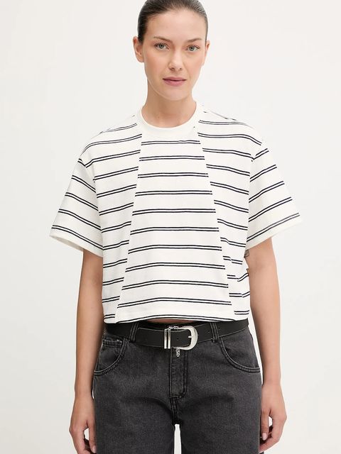 G-Star t-shirt bawełniany 0 damski kolor beżowy D27180.E134 - zdjęcie produktu nr 1