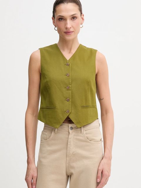 United Colors of Benetton kamizelka kolor zielony jednorzędowa 2YVXDJ011 - zdjęcie produktu nr 1