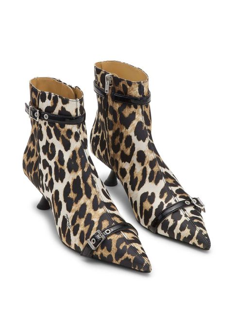 GANNI leopard-print satin ankle boots - Brown - zdjęcie produktu nr 2