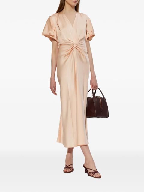 Victoria Beckham draped V-neck midi dress - Neutrals