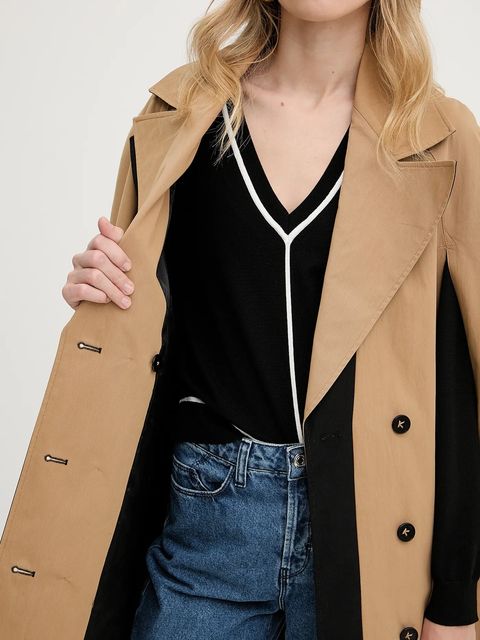 Karl Lagerfeld płaszcz damski kolor zielony przejściowy A3W15014