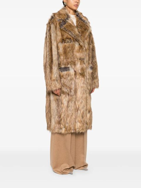 The Frankie Shop button-fastening faux-fur coat - Brown