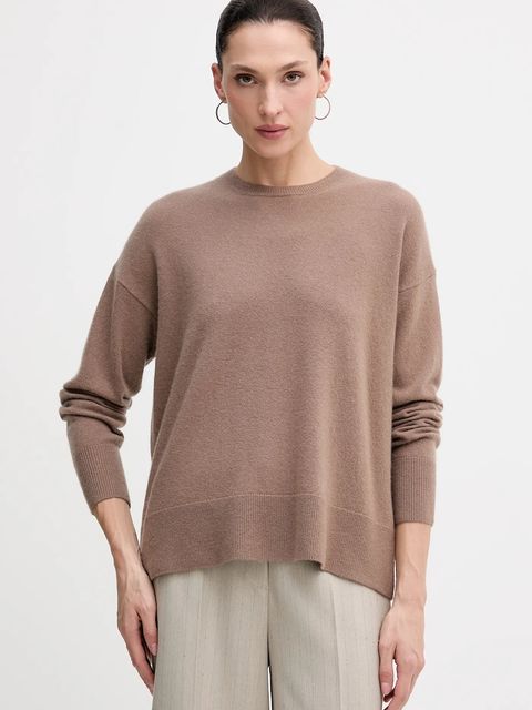 Sisley sweter z dodatkiem wełny damski kolor brązowy lekki 18AYM103K - zdjęcie produktu nr 1