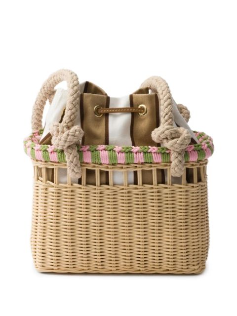 Prada mini Wicker shoulder bag - Neutrals