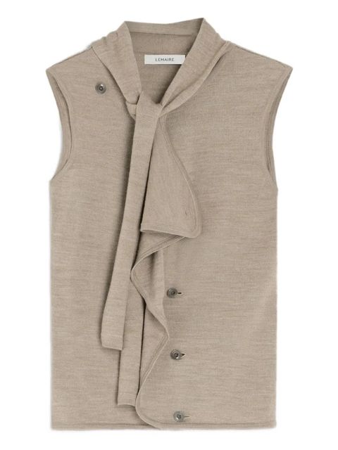 LEMAIRE tie-neck asymmetrical-design knitted top - Neutrals - zdjęcie produktu nr 1