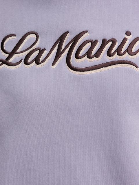 La Mania bluza LUMA damska kolor fioletowy z kapturem z aplikacją LUMA