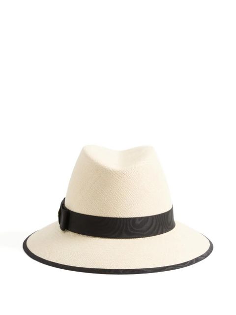 Valentino Garavani VLogo Signature straw hat with moiré ribbon - Neutrals - zdjęcie produktu nr 2