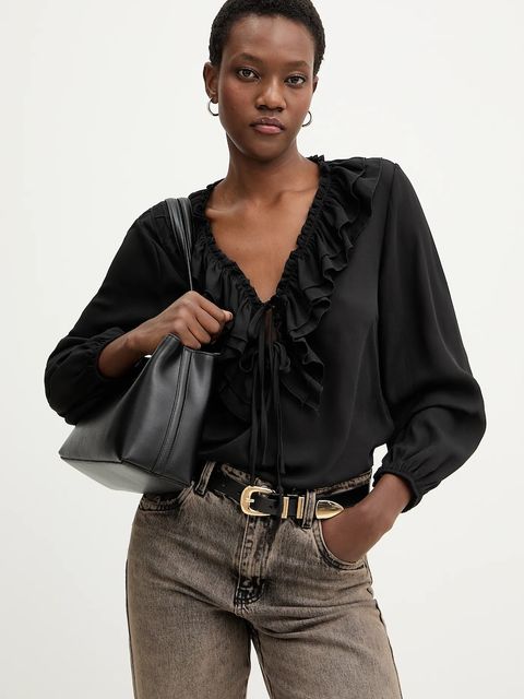 Karl Lagerfeld torebka skórzana K/AUTOGRAPH kolor czarny B1W30095