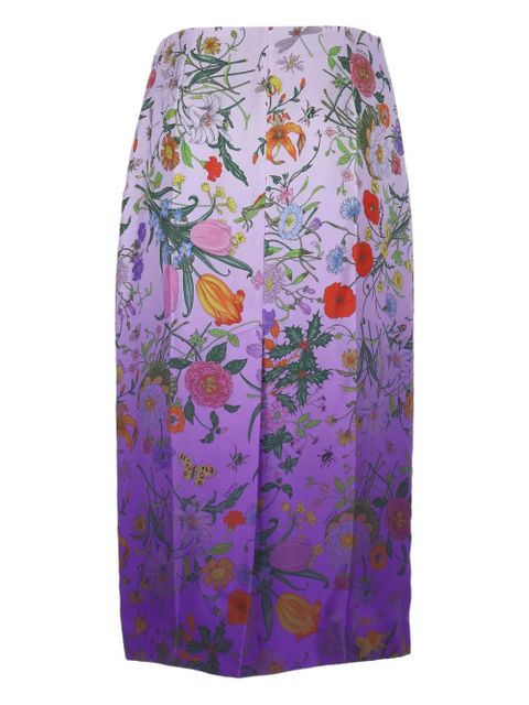 Gucci Flora-print silk skirt - Purple - zdjęcie produktu nr 2