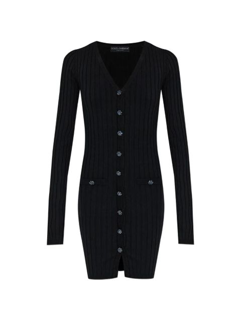 Dolce & Gabbana buttoned V-neck mini dress - Black - zdjęcie produktu nr 1