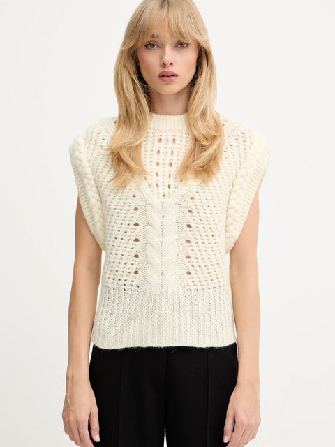 BOSS Orange kamizelka z dodatkiem wełny damski kolor beżowy 50549310 - zdjęcie produktu nr 1