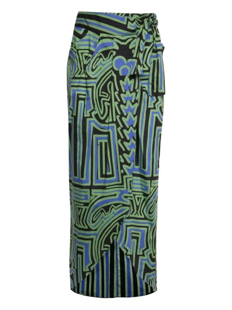 Johanna Ortiz abstract-print wrap midi skirt - Black - zdjęcie produktu nr 1