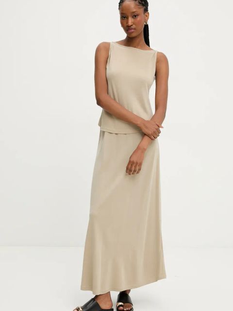 Answear.LAB bluzka i spódnica damski kolor beżowy