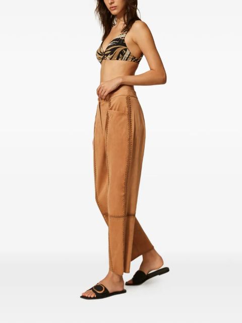TWINSET embroidery-detail trousers - Brown