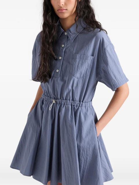 Prada short-sleeved technical pongé dress - Blue