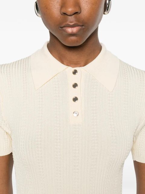 SANDRO lace-detail polo shirt - Neutrals
