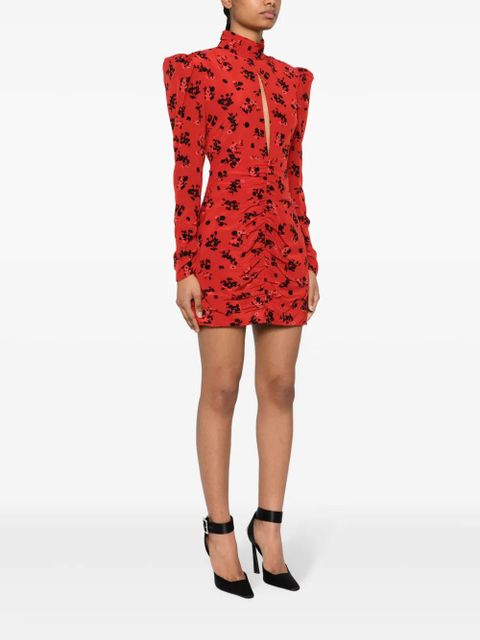 Alessandra Rich floral-print silk mini dress - Red - zdjęcie produktu nr 2