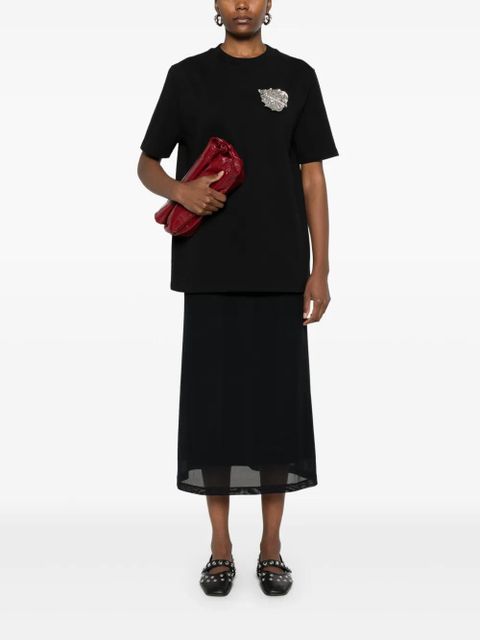 Jil Sander leaf-appliqué T-shirt - Black - zdjęcie produktu nr 2