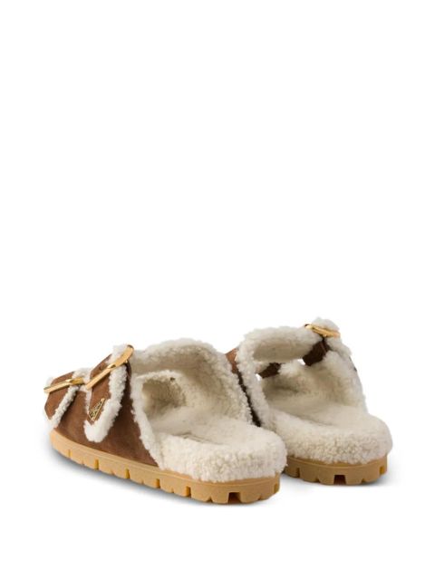 Prada shearling slides - Brown