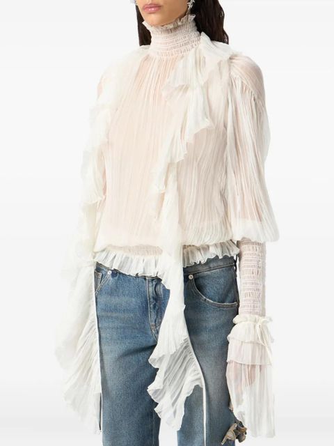 Blumarine pleated ruffle top - White - zdjęcie produktu nr 2