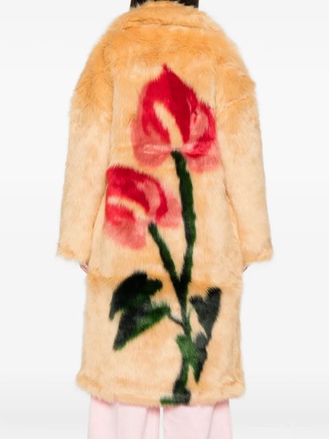 FARM Rio floral-motif faux-fur coat - Neutrals