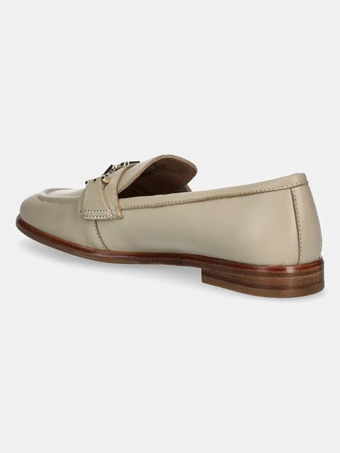 BOSS mokasyny skórzane Helyan damskie kolor beżowy na płaskim obcasie 50548788