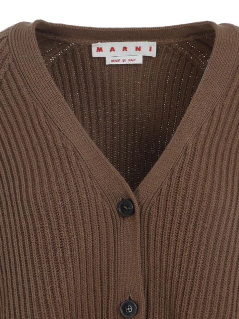 Marni ribbed v-neck cardigan - Brown