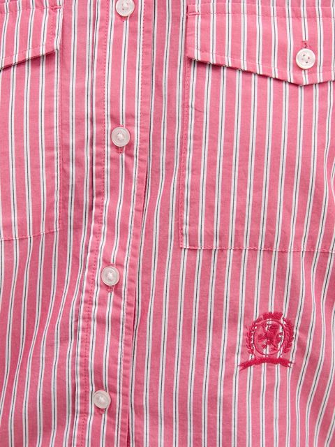 Tommy Jeans koszula bawełniana damska kolor czerwony relaxed z kołnierzykiem klasycznym DW0DW21453