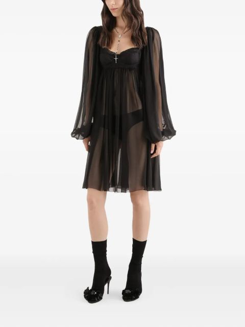 Dolce & Gabbana lace balloon-sleeve mini dress - Black - zdjęcie produktu nr 2