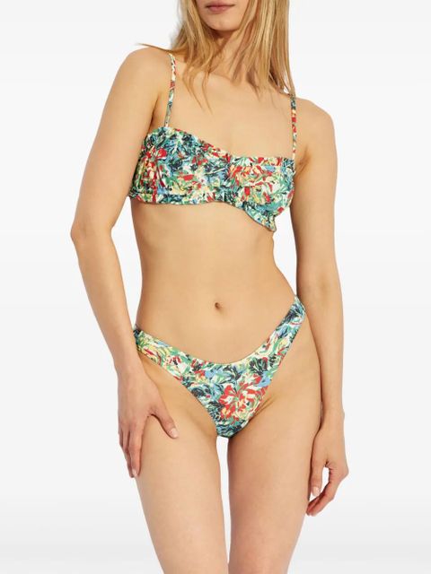 GANNI ruffle-trim bandeau top - Blue