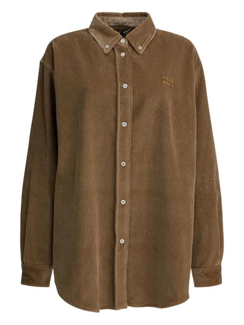 Miu Miu corduroy elbow patch shirt - Brown - zdjęcie produktu nr 1