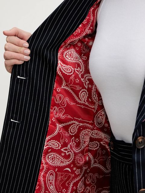 Never Fully Dressed marynarka Taylor kolor granatowy jednorzędowa wzorzysta NFDOU449