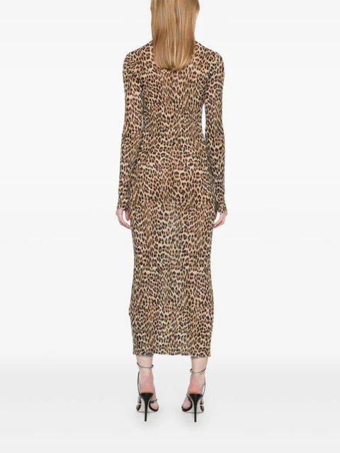 Blumarine leopard-print knit midi dress - Brown - zdjęcie produktu nr 2